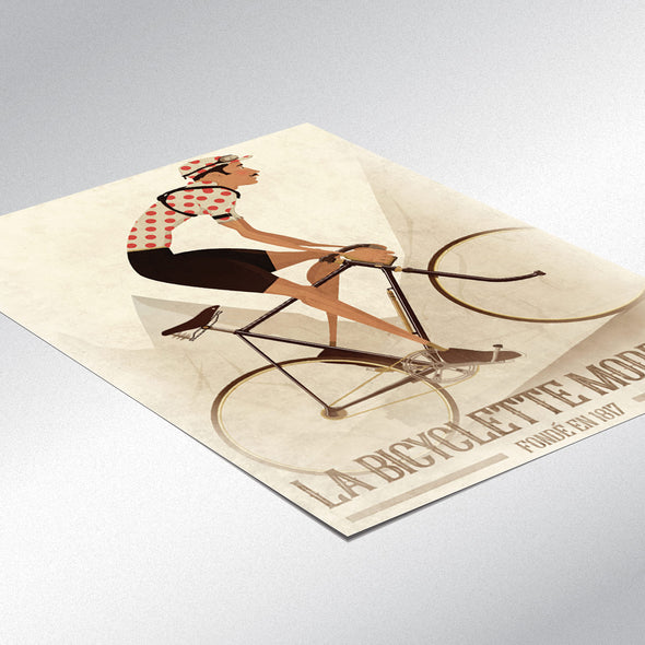 vintage cycling poster, polka dot, wall art print  - wyatt9.com