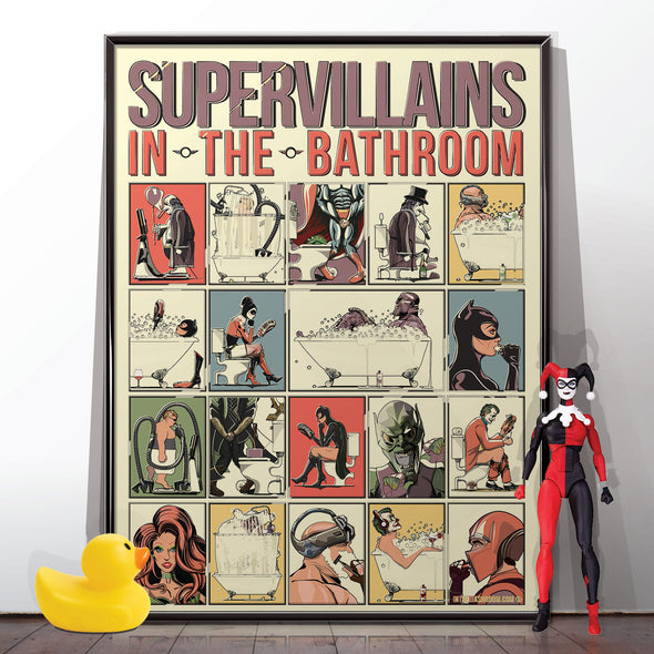 Supervillains in the bathroom poster
