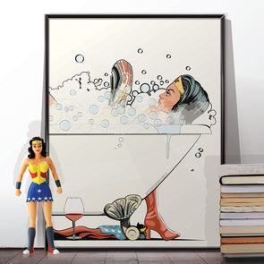 Wonder Woman Bathtub Poster Print