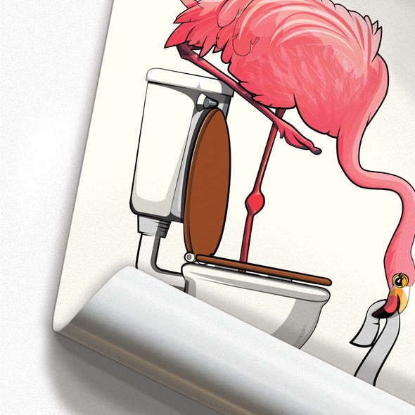 Flamingo Standing in Toilet