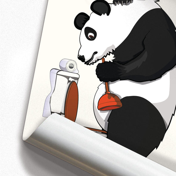 Panda Bear Cleaning Toilet, funny bathroom poster, home decor ,  funny bathroom poster, wall art home decor print
