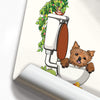 Yorkshire Terrier fallen in Toilet, funny bathroom poster, home decor print