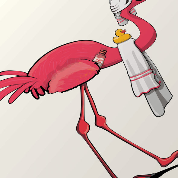 Flamingo Bathroom Poster