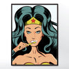 Wonder Woman brushing teeth poster wall art print from wyatt9.com