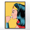 Wonder Woman brushing his teeth bathroom poster wyatt9.com