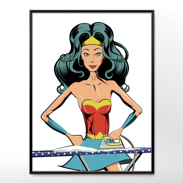 Wonder Woman ironing teeth bathroom poster wyatt9.com