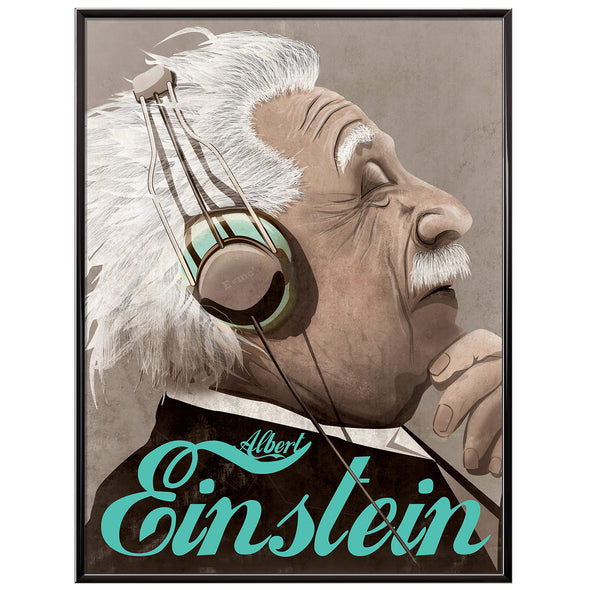 Albert Einstein lost in music Poster