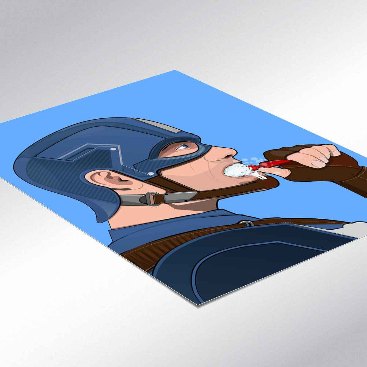 Captain America brushing his teeth Bathroom Poster - wyatt9.com