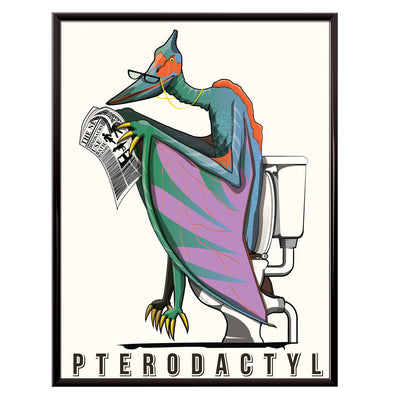 Pterodactyl on the toilet bathroom poster