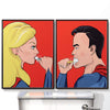 Superwoman and Superman brushing his teeth bathroom poster wyatt9.com