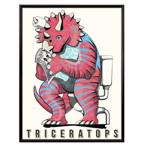 Triceratops on the toilet poster